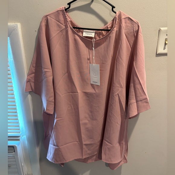 NWT Andree Mauve Half Sleeve Oversized Blouse - 1X - Picture 2 of 2